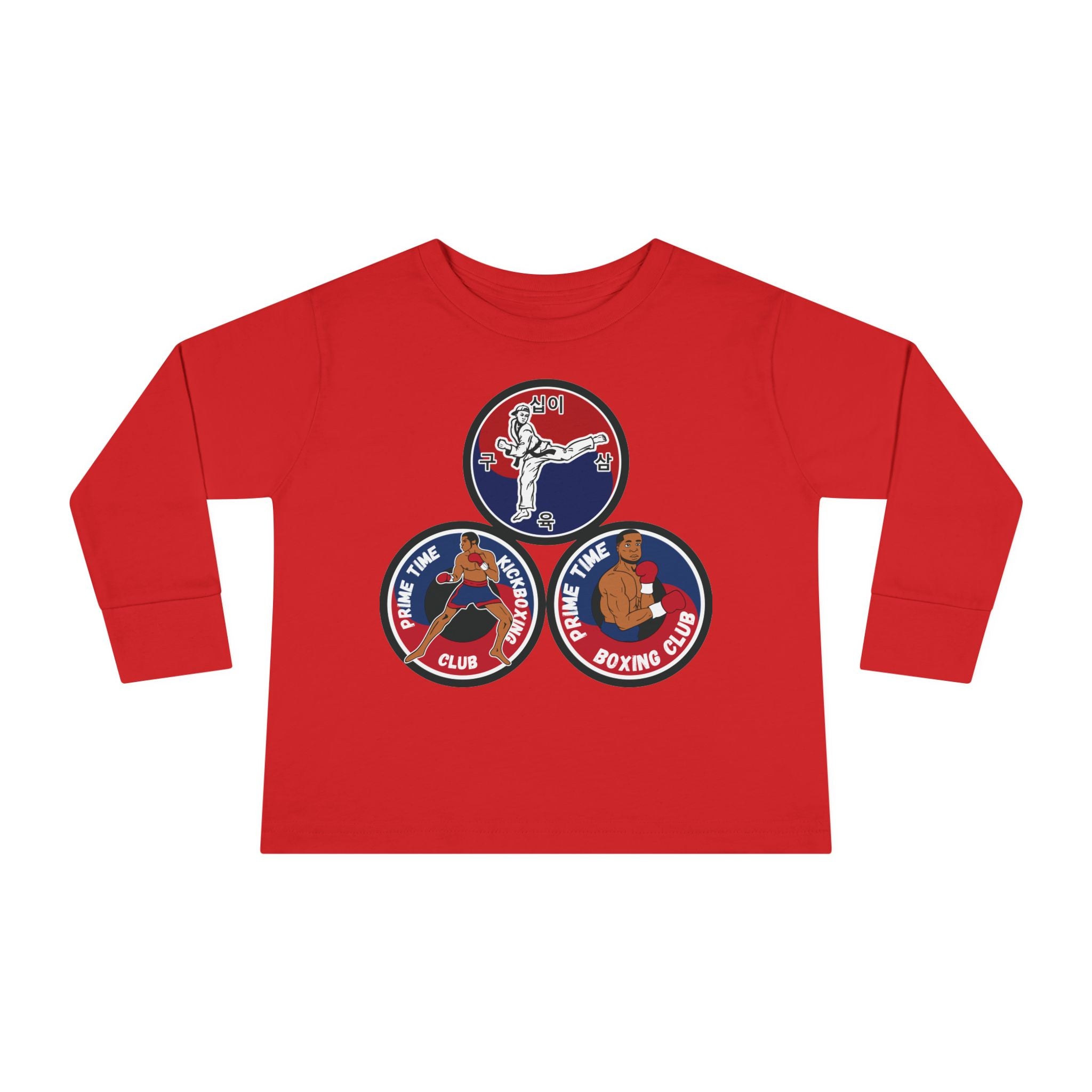 Toddler Long Sleeve Tee — "Prime Time Club" Boxing Patch Design