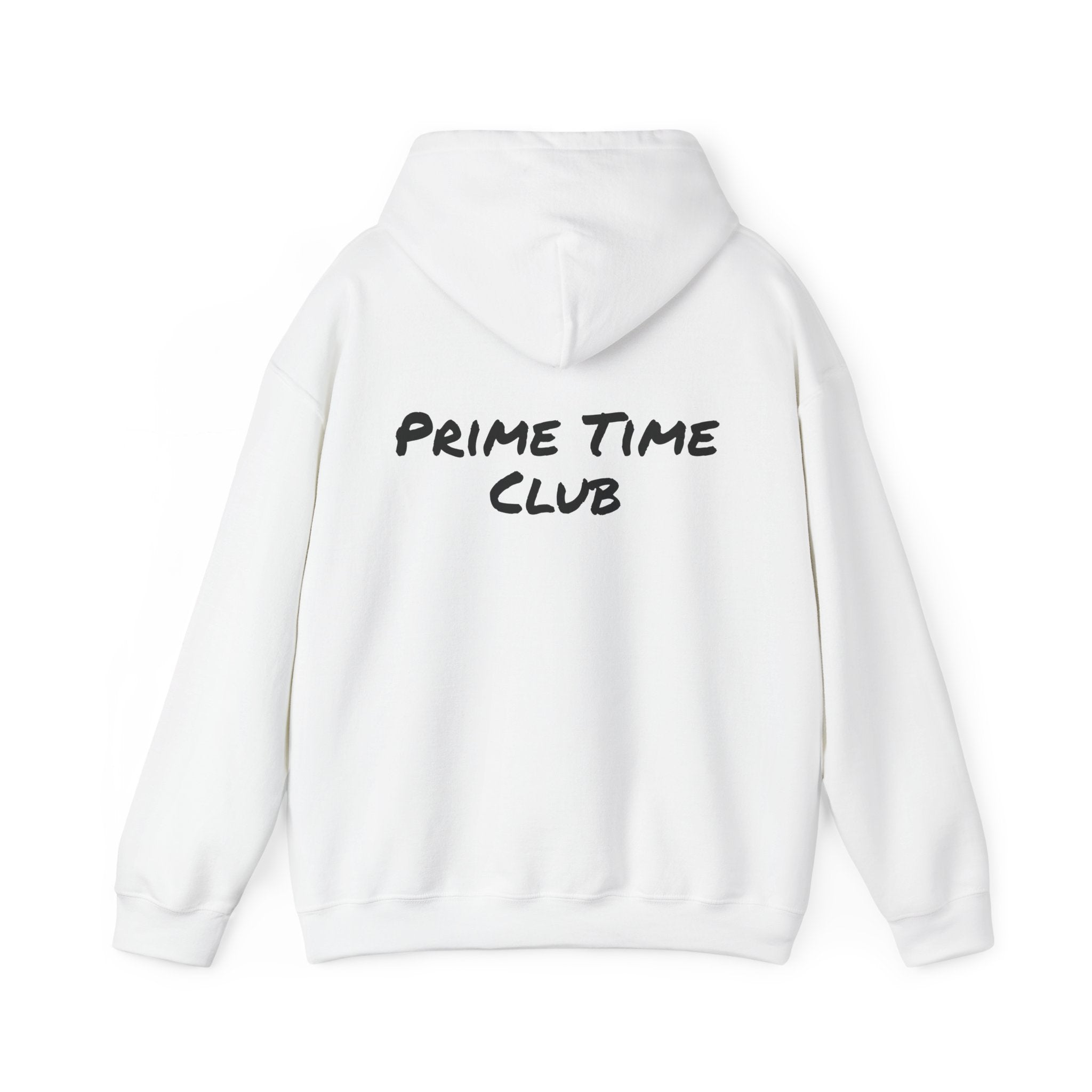 Prime Time Club Triology Hoodie — Retro Basketball Patch Graphic Pullover