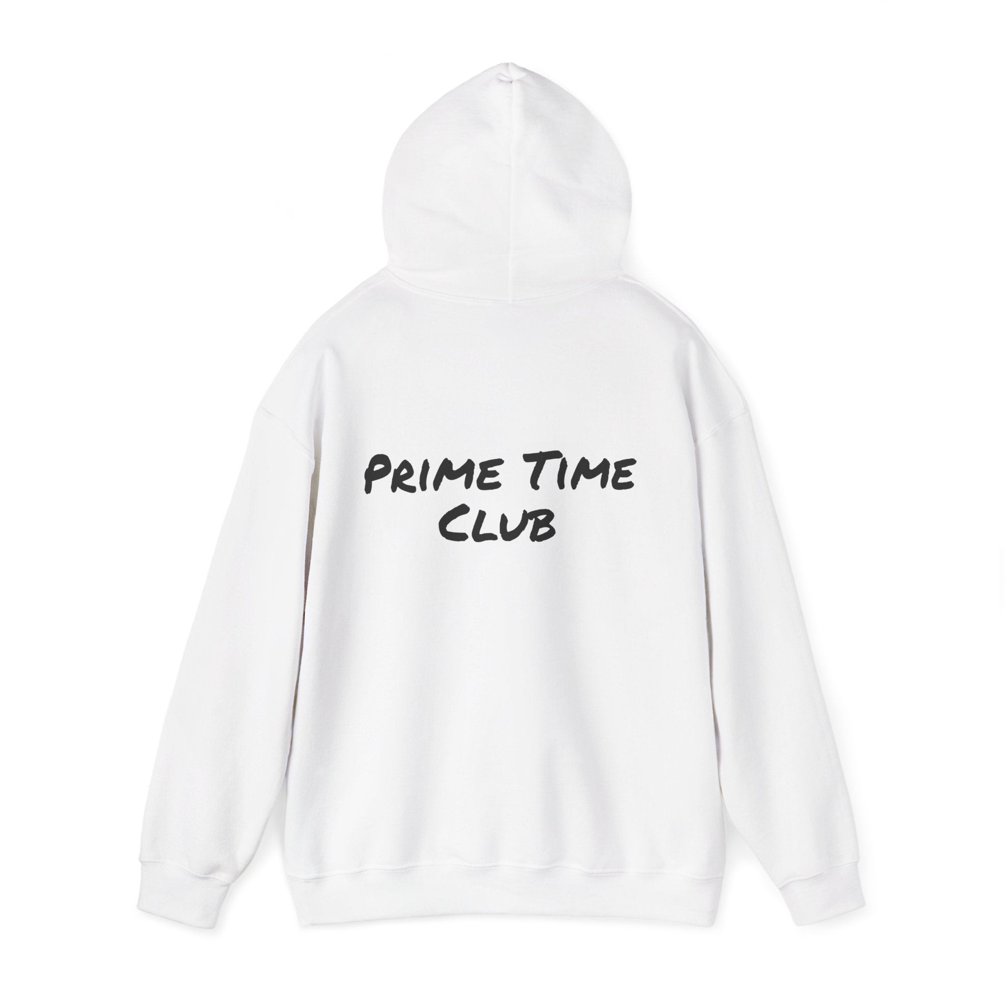 Prime Time Club Triology Hoodie — Retro Basketball Patch Graphic Pullover