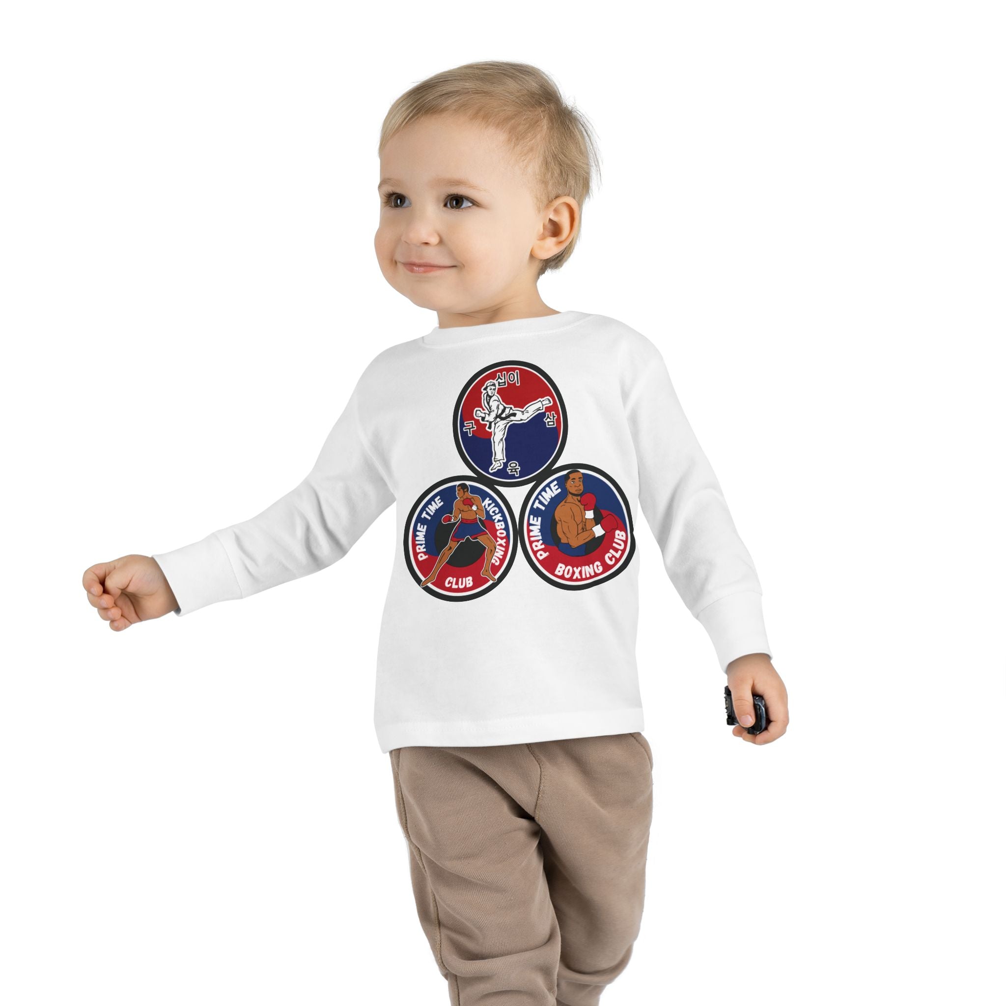 Toddler Long Sleeve Tee — "Prime Time Club" Boxing Patch Design